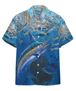 3D Marlin In Blue Water Custom Beach Tropical Hawaiian Shirt