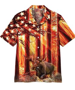 3D Moose Hunting Beach Tropical Hawaiian Shirt