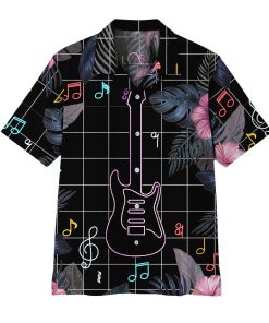 3D Neon Electric Guitar Beach Tropical Hawaiian Shirt
