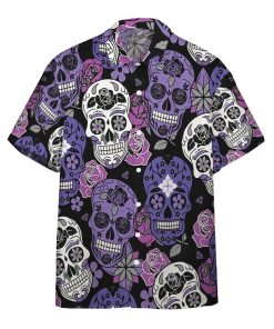 3D Purple Sugar Skulls Hawaiian Custom Short Sleeve Shirts