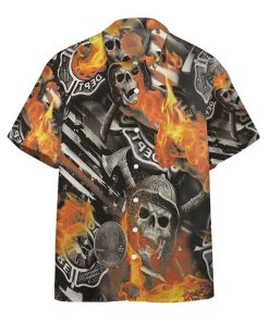 3D Skull Firefighter Custom Aloha Shirts