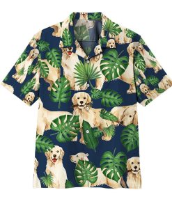 3D Tropical Golden Retrievers Aloha Shirts