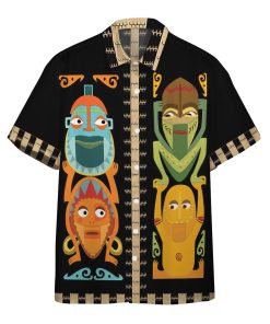 3D Tropical Hawaiian Polynesian Tiki Totems Custom Aloha Shirts