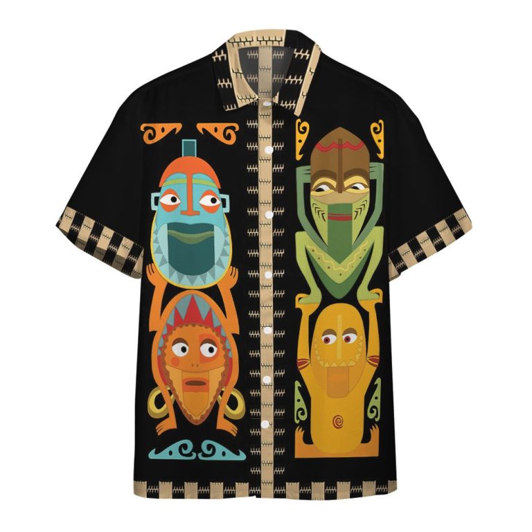 3D Tropical Hawaiian Polynesian Tiki Totems Custom Aloha Shirts