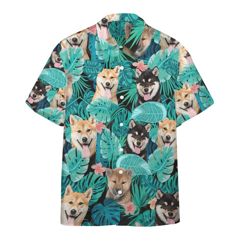 3D Tropical Shiba Inu Hawaiian Custom Short Sleeve Shirts