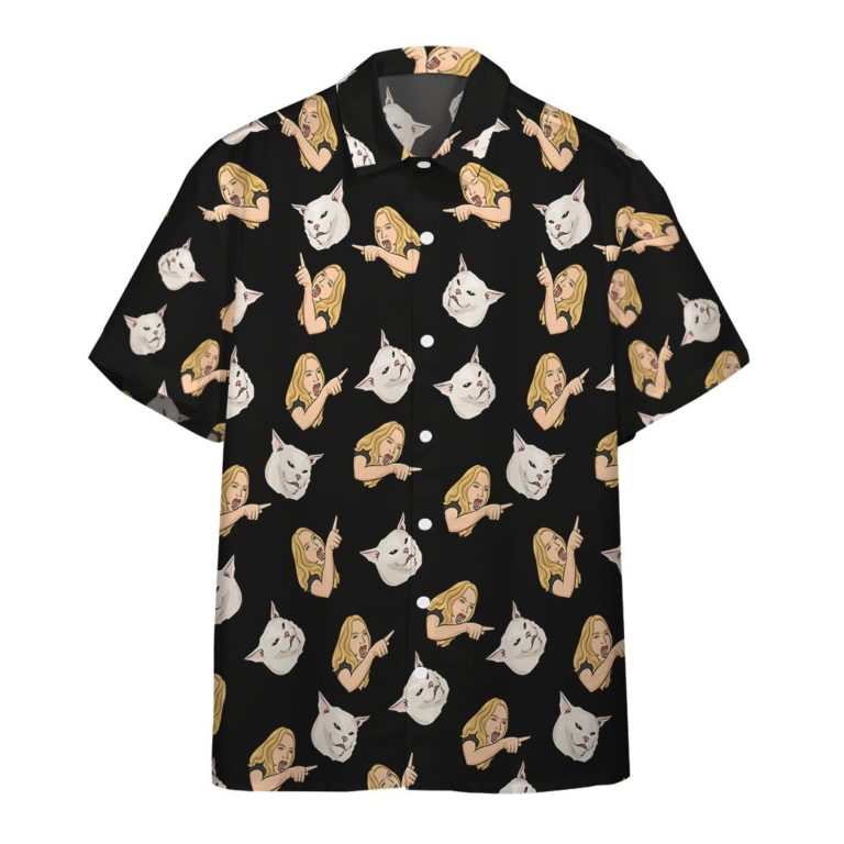 3D Woman Yelling At A Cat Custom Aloha Shirts