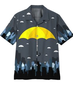 3D Yellow Umbrella Aloha Shirts