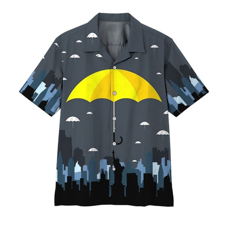 3D Yellow Umbrella Aloha Shirts
