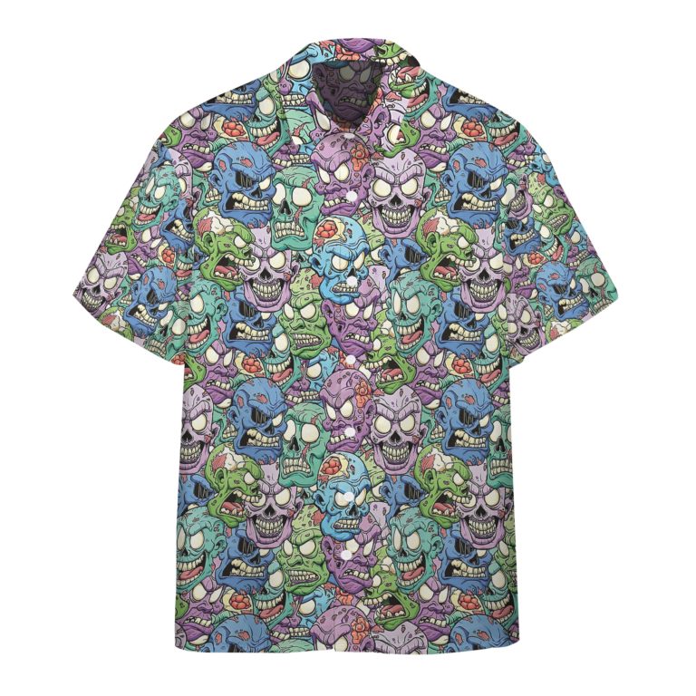 3D Zombies Want Your Brrraaaiiinnsss Custom Casual Button Down Hawaiian Shirts
