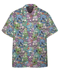 3D Zombies Want Your Brrraaaiiinnsss Custom Casual Button Down Hawaiian Shirts
