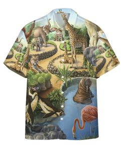 3D Zoo Animal Casual Button Down Hawaiian Shirts