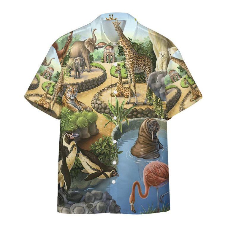3D Zoo Animal Casual Button Down Hawaiian Shirts
