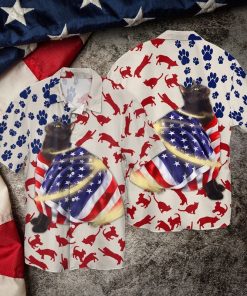4th Of July Independence Day Cat Black Hawaiian Shirt