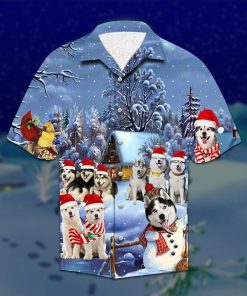 Alaskan Malamute Christmas Casual Button-Up Shirt Alaskan Malamute Christmas Casual Button-Up Shirt