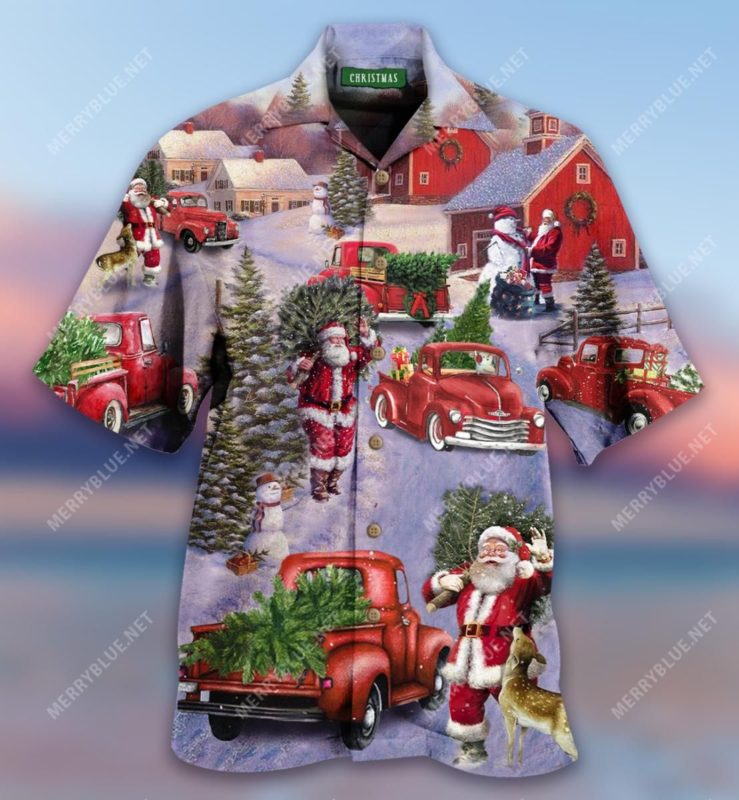 All Hearts Come Home For Christmas Red Truck Hawaiian Shirt