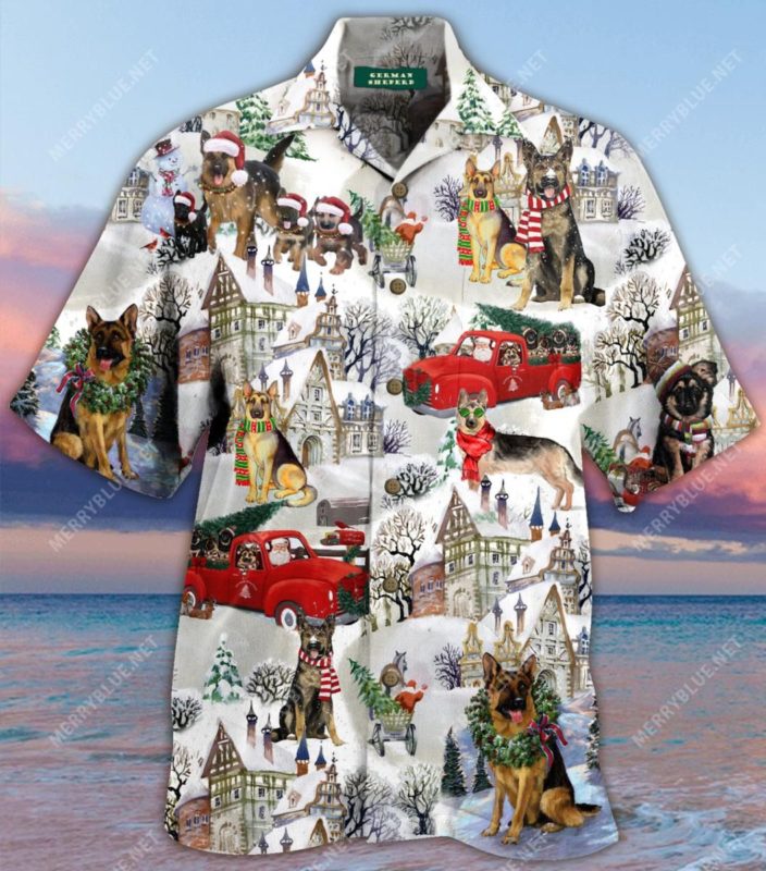 All I Want For Christmas Are German Shepherds 3D Print Hawaiian Shirt