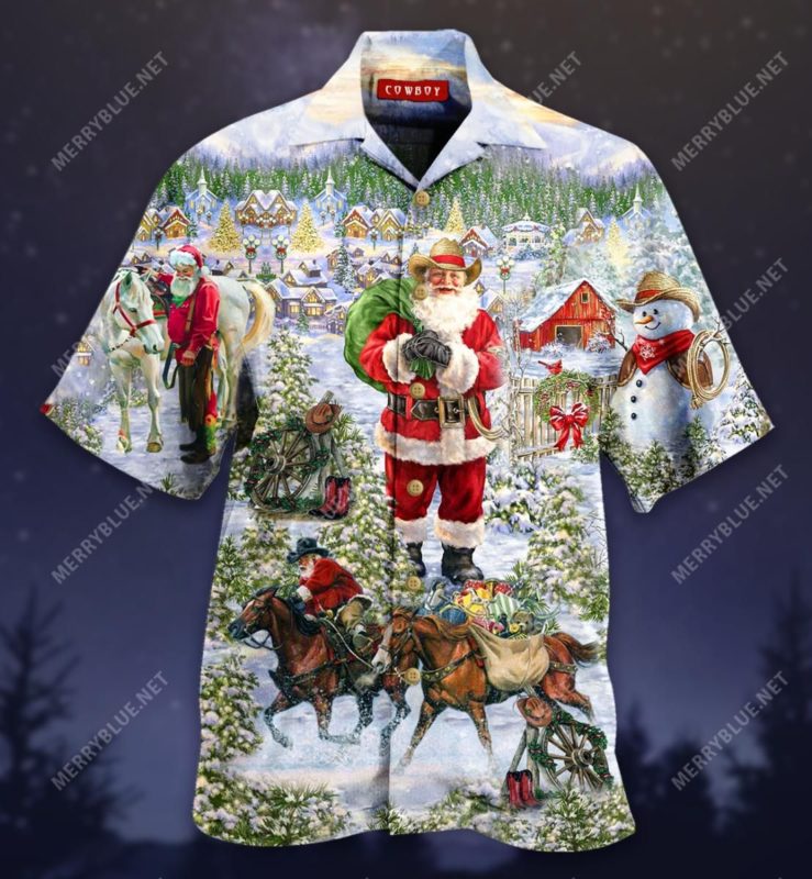 All I Want For Christmas Is A Santa Cowboy Hawaiian Shirt