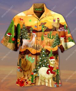 Alpaca Merry Xmas Short Sleeve Button Up