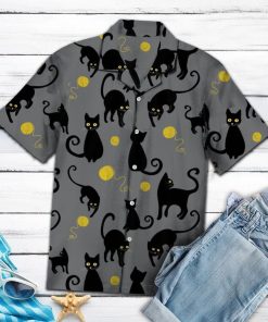 Amazing Black Cat 2 3D Print Hawaiian Shirt