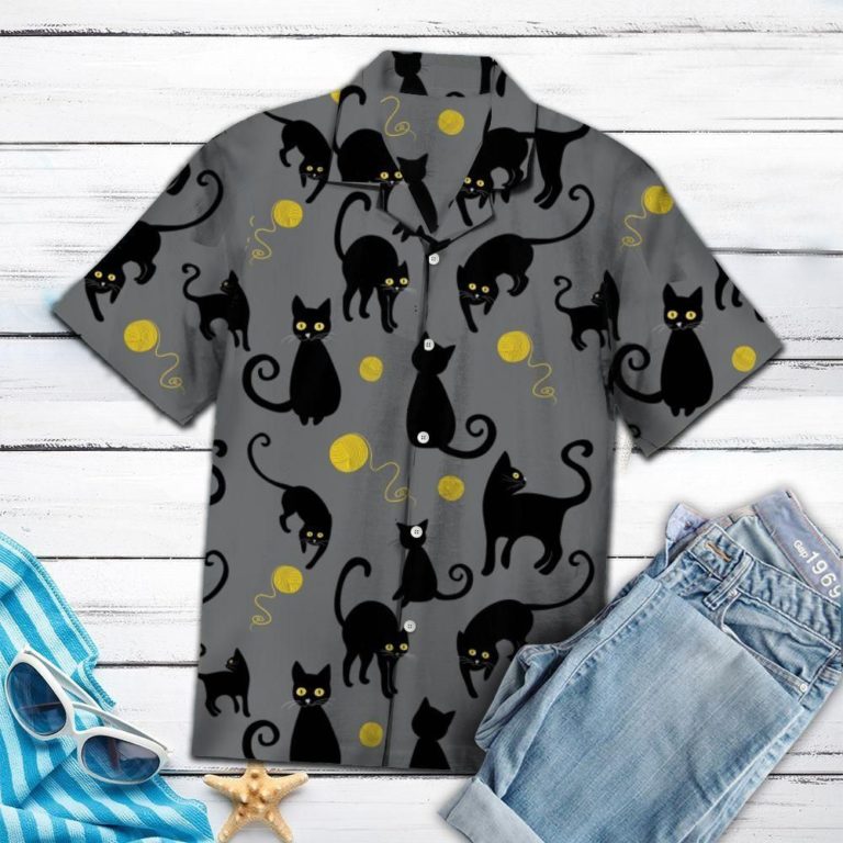 Amazing Black Cat 2 3D Print Hawaiian Shirt