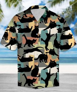 Amazing Black Cat Short Sleeve Button Up Amazing Black Cat Short Sleeve Button Up
