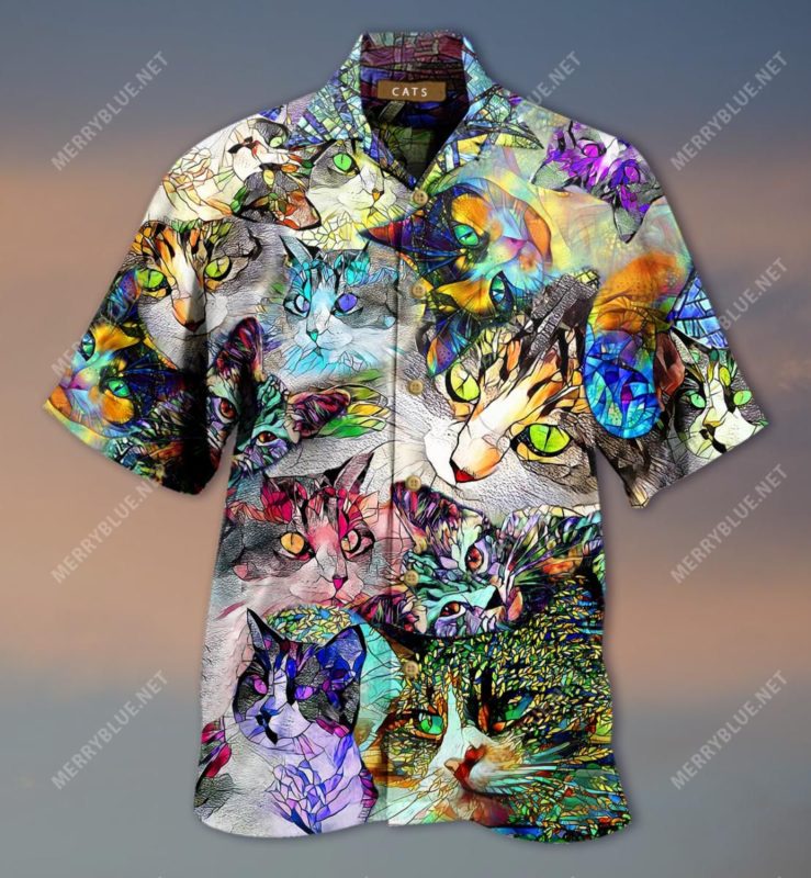 Amazing Stained Glass Cat Hawaiian Shirt