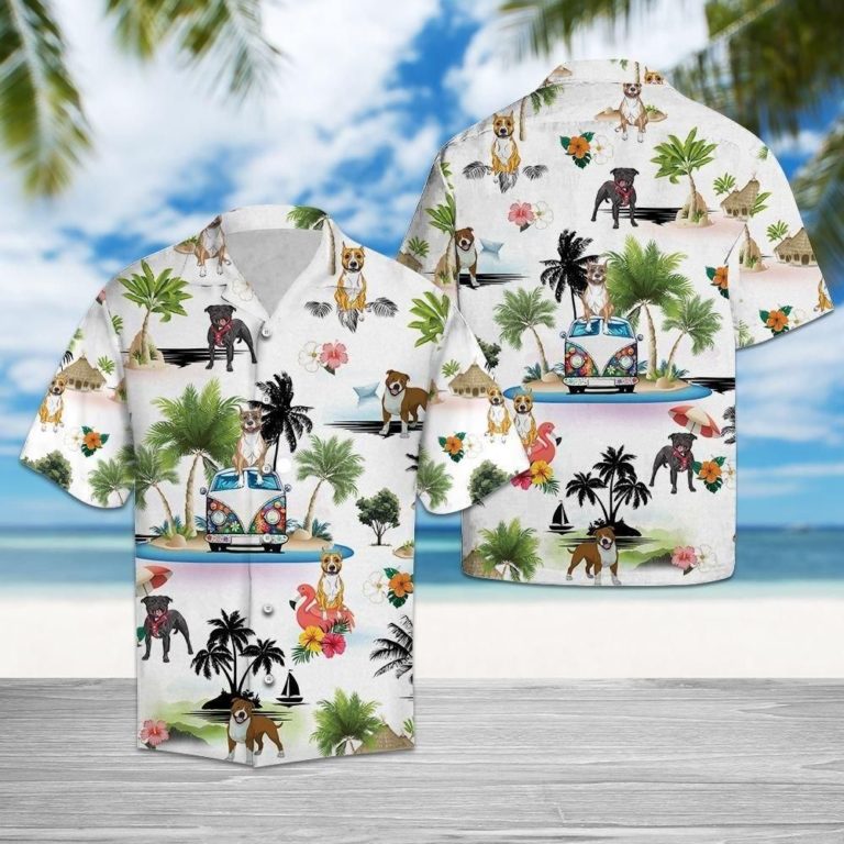 American Staffordshire Terrier Vacation Aloha Shirt