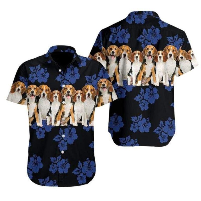 Awesome Beagle Dog Lover Christmas Short Sleeve Button Up