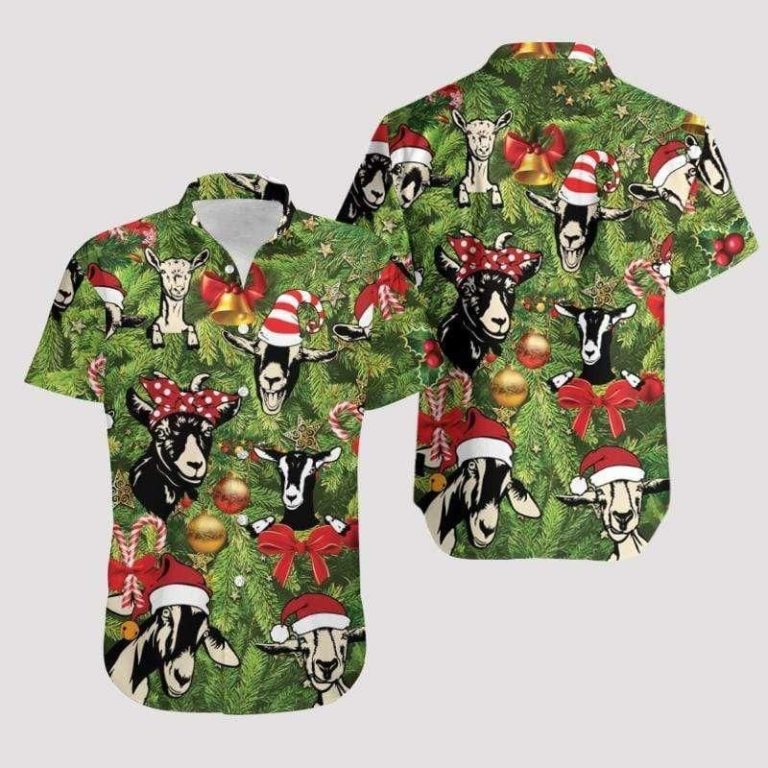 Awesome Goat On Christmas Casual Button-Up Shirt