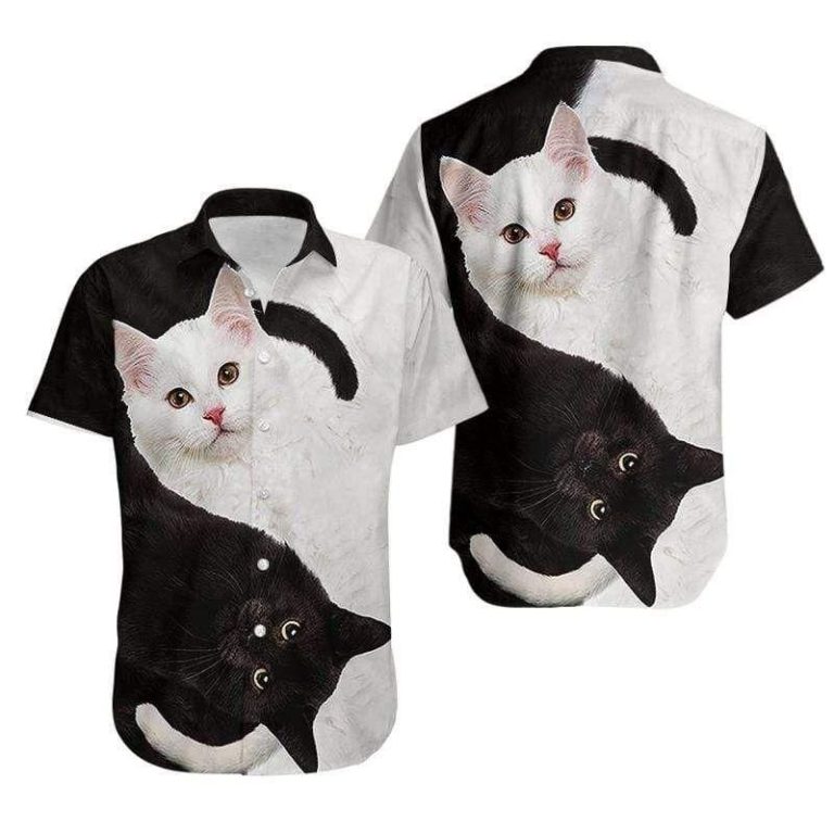 Black And White Cat Hawaiian Shirt