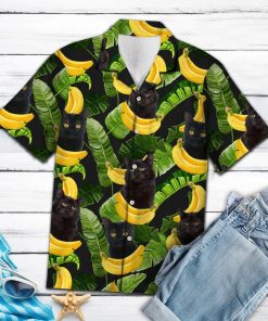 Black Cat Banana Aloha Shirt