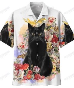 Black Cat Flower Hawaiian Shirt