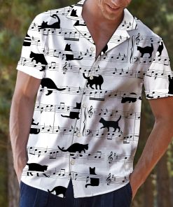Black Cat Music Notes Hawaiian Shirt