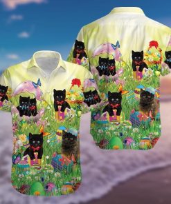 Black Cat So Cute Happy Easter 3D Print Hawaiian Shirt Black Cat So Cute Happy Easter 3D Print Hawaiian Shirt
