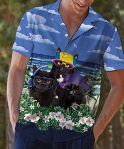 Black Cat Summer Beach 3D Print Hawaiian Shirt Black Cat Summer Beach 3D Print Hawaiian Shirt