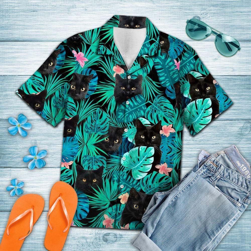 Black Cat Tropical For Connor Rainey Hawaiian Shirt - RobinPlaceFabrics
