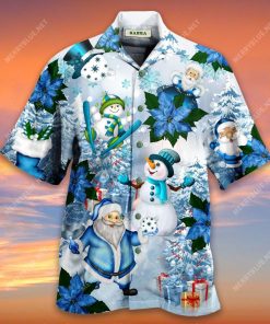 Blue Christmas Santa Claus Hawaiian Shirt