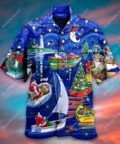 Boats Deliver Christmas Spirit Short Sleeve Button Up