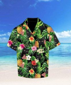 Cat Pineapple Short Sleeve Button Up