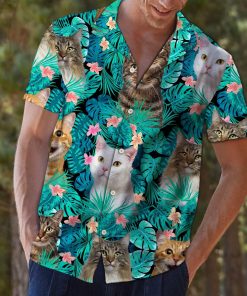 Cat Tropical Short Sleeve Button Up