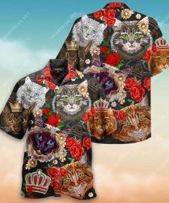 Cats Embroidery 3D Print Hawaiian Shirt