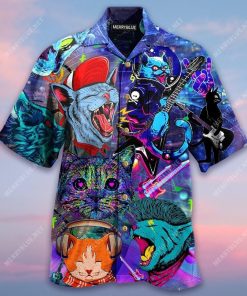 Cats Feel The Beat 3D Print Hawaiian Shirt