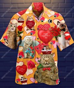 Cats Happy Valentine’S Day 3D Print Hawaiian Shirt