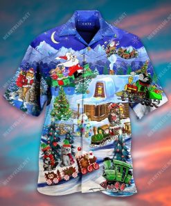 Cats On Train Short Sleeve Button Up