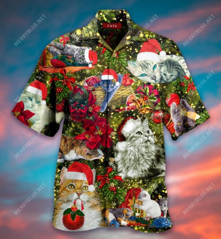 Cats Pine Tree Casual Button-Up Shirt
