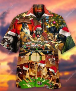 Christmas Dogs Play Poker Hawaiian Shirt