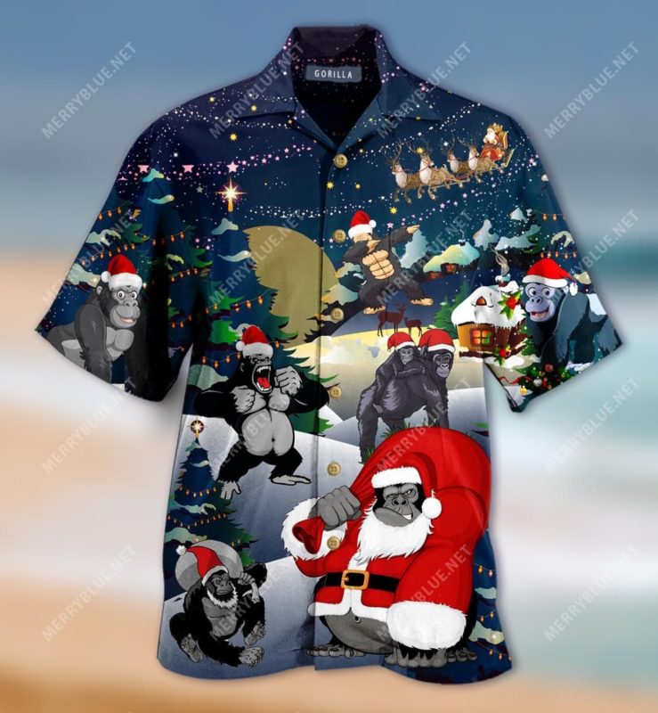 Christmas Gorillas Aloha Shirt