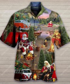 Christmas Is Better Around The Campfire Short Sleeve Button Up