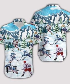 Christmas Let’S Play Hockey 3D Print Hawaiian Shirt