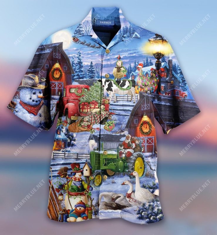 Christmas On The Farm Aloha Shirt
